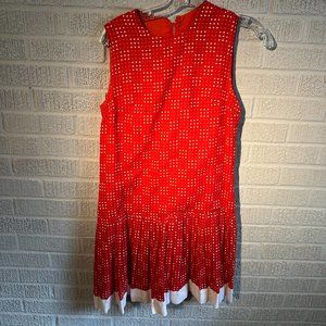 1960S WOMENS VINTAGE GREAT CONDITION DROP WAIST POLKA DOT TANK SHORT RED DRESS